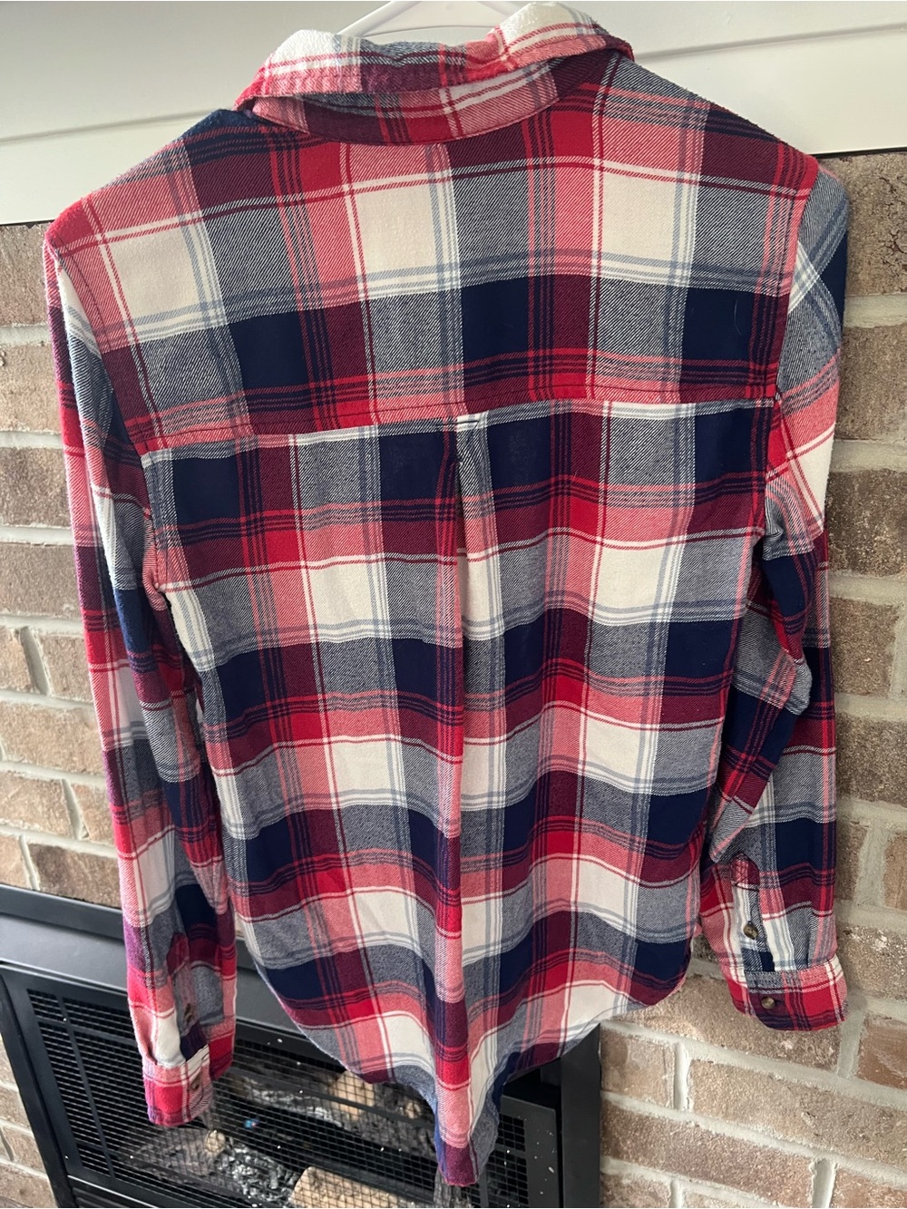 American Eagle Outfitters Red, Navy & White Plaid Button-Down Shirt - Picture 4 of 4